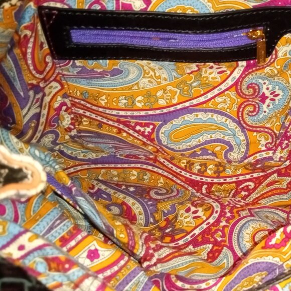 PINK AND BLACK IRIS TYLER ROOMY DOUBLE-SIDED WOMANS LEATHER HANDBAG - Picture 5 of 13